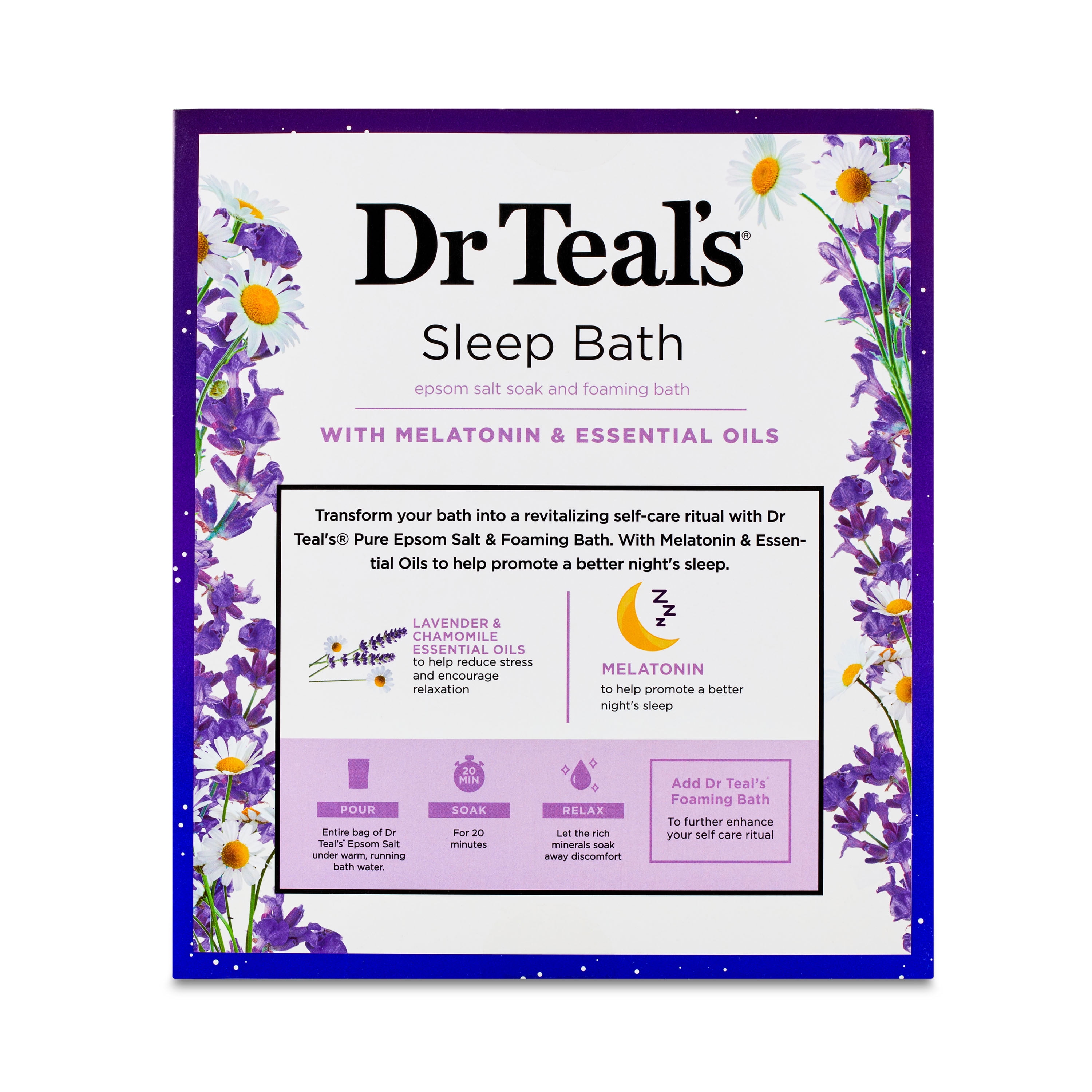 Dr Teal's Melatonin Epsom Salt and Foaming Bath Set