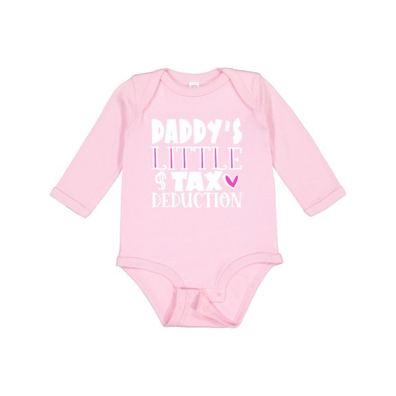Inktastic Daddy's Little Tax Deduction Pink Hearts Boys or Girls Long Sleeve Baby Bodysuit
