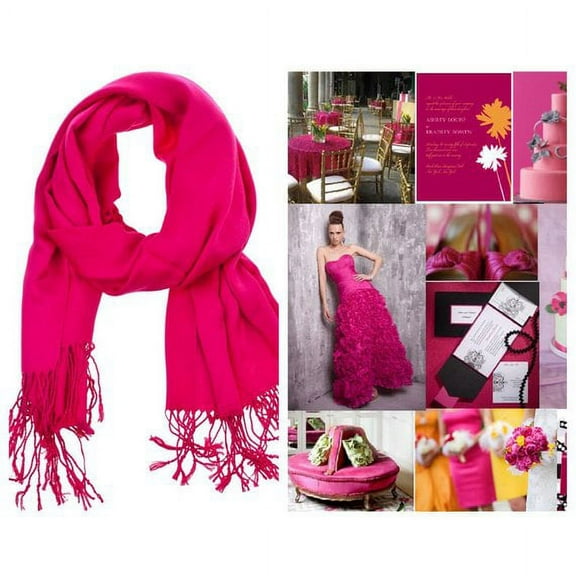 Fuchsia Hot Pink Pashmina Scarf Shawl, Bridesmaid Shawl, Bridal Wrap, Wedding Shawl