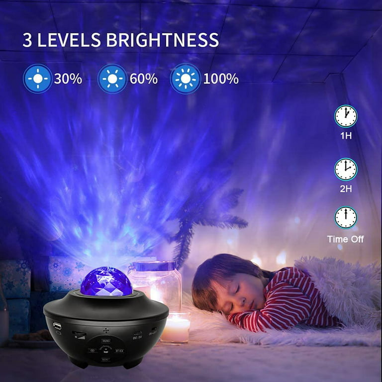 Star Projector Galaxy Projector Smart Night Light with 10 Colors Ocean Wave  and Starry Scene Works with Alexa and Google Home, Valentine Gift
