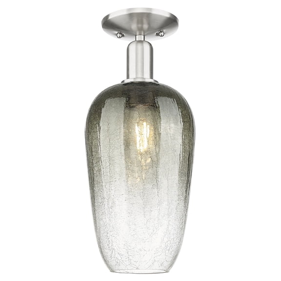 716-1C-SN-G484-7SL Innovations Lighting Brookhaven Flute - 1 Light Semi-Flush Mount-7 Inch Wide and 16.5 Inch Tall-Brushed Satin Nickel Finish-Slate