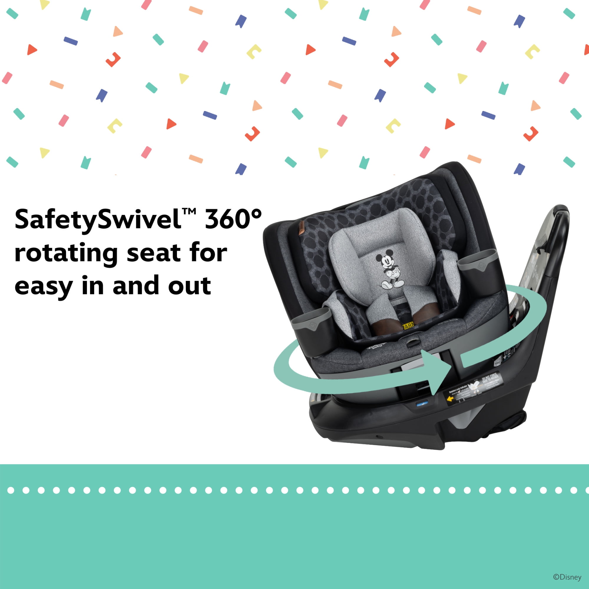 Disney Baby Turn and Go 360 Rotating All-in-One Convertible Car Seat, Vintage Disney