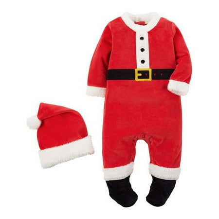 

QIPOPIQ Girls Clothes Clearance Infant Baby Boys Girls Long Sleeve Christmas Santa Romper Jumpsuit+Hat Outfits