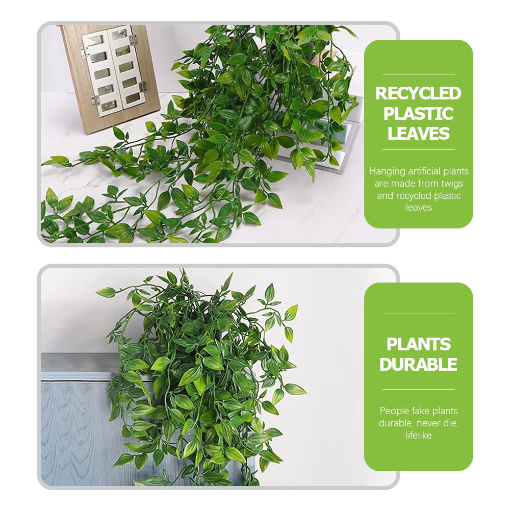 Fake Hanging Plants in Pots Artificial mandala Ivy Vine Leaves for Home Kitchen Garden Office Wall Mounted Shelf Decor 2 Pack Looks Full 2.13 Feet Long Green