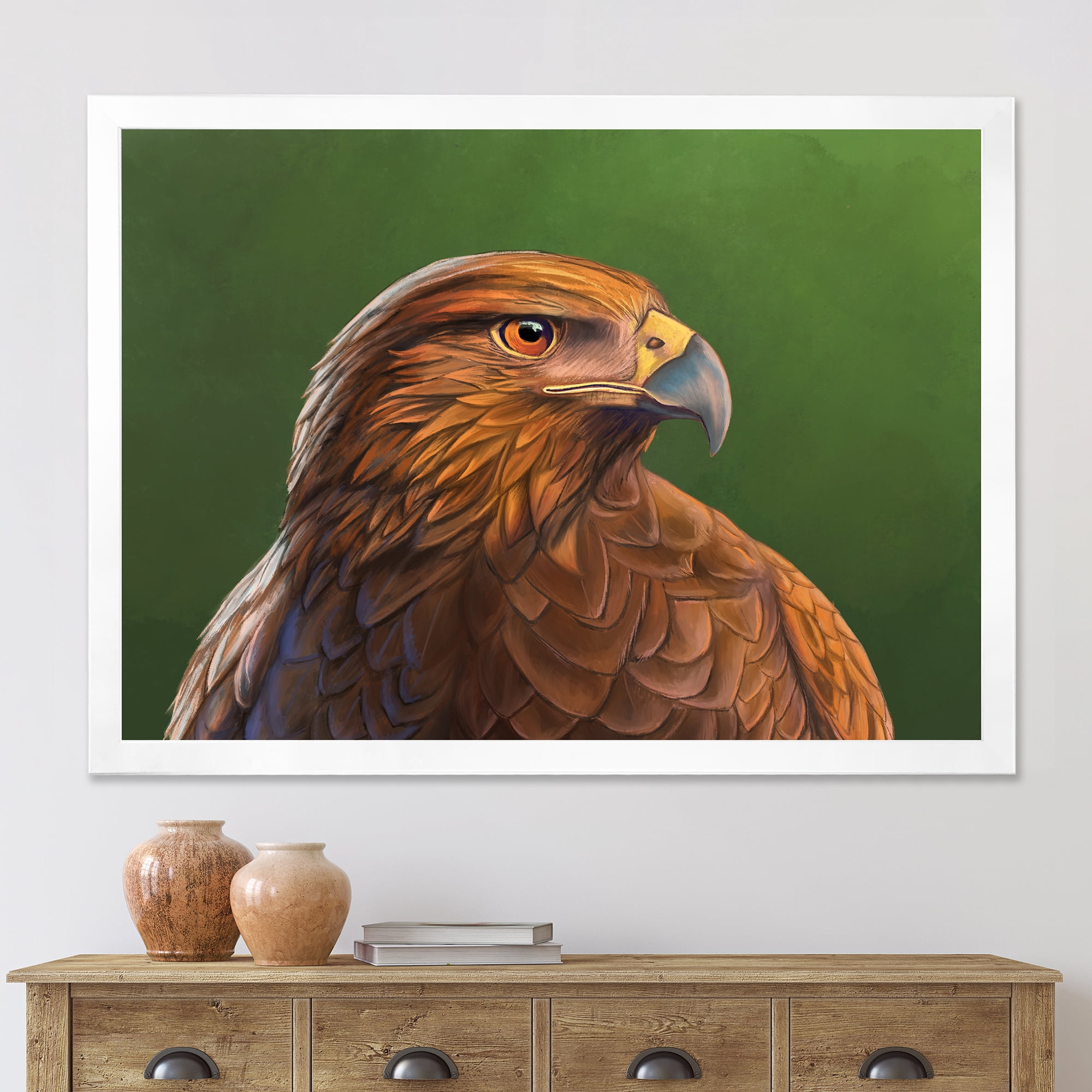 Designart 'Close UP Of Harris Hawk Bird' Traditional Framed Art Print