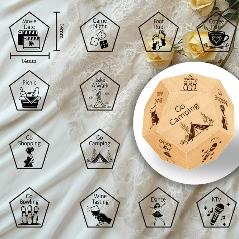 Date Night Dice After Dark Edition - Wooden Couples Game For Romantic Evenings & Special Occasions