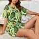 thumbnail image 4 of Fotbe Avocado With Seeds Conjunto de Pijama Estampado para Mujer, 2 Piezas, Ropa de Dormir con Camiseta de Manga Corta y Shorts Suaves-4X-Large, 4 of 6