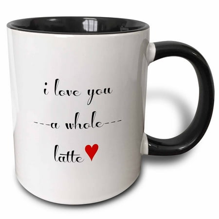 - 3dRose I love you a whole latte - Two Tone Black Mug, 11-ounce