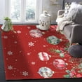 thumbnail image 6 of Christmas Balls Red Area Rug 4x6ft Winter Poinsettia Fir Tree Snowflakes Non-Slip Washable Square Rugs Soft Felt Indoor Floor Mat for Bedroom Kitchen Living Room Bathroom, 6 of 8