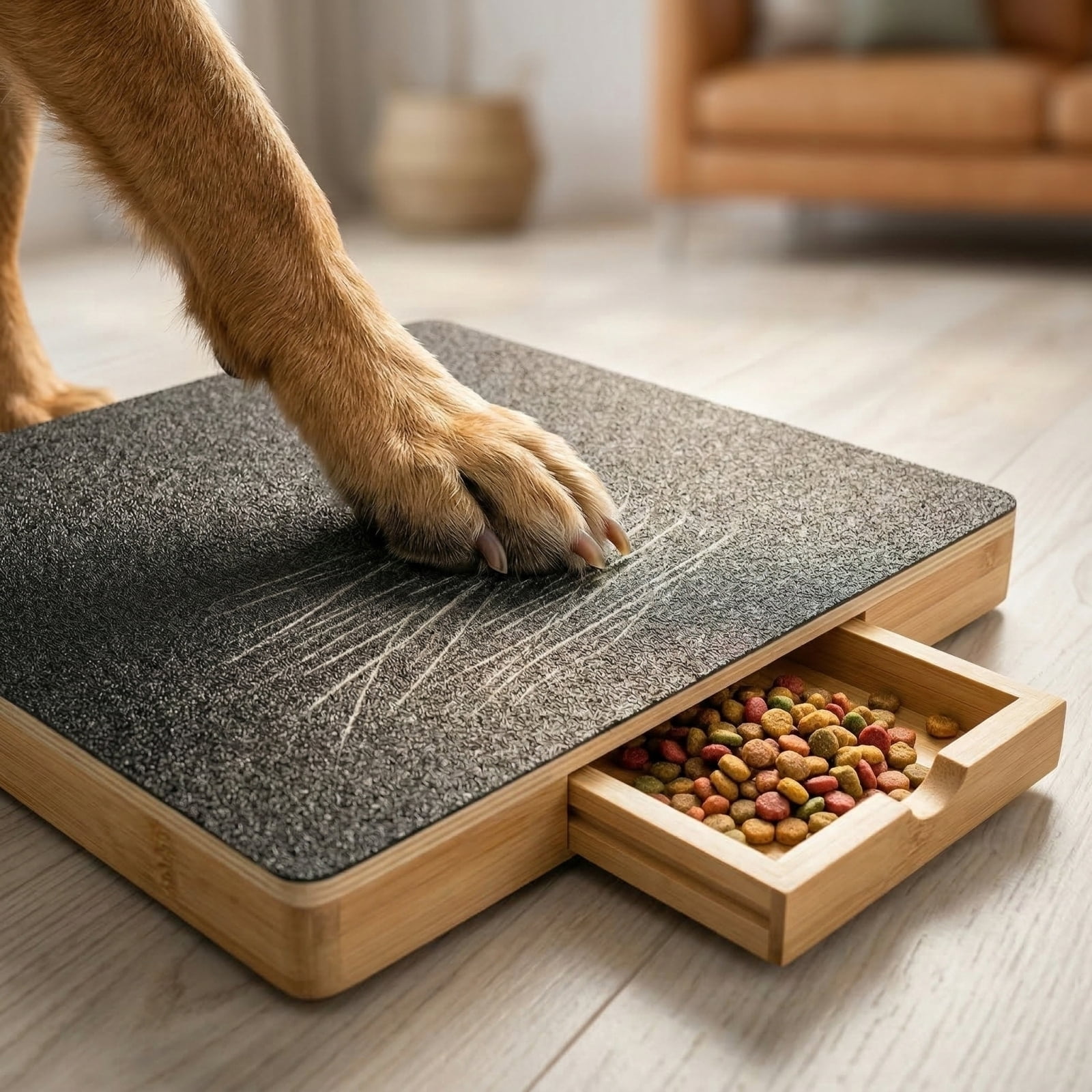 Dog Scratch Board with Treat Box | Calming Nail Trim Pad | Wood Stress Free Dog Nail Scratchs Pad, for Breeds Large and Small Dogs Cats Play Stimulation Boredom
