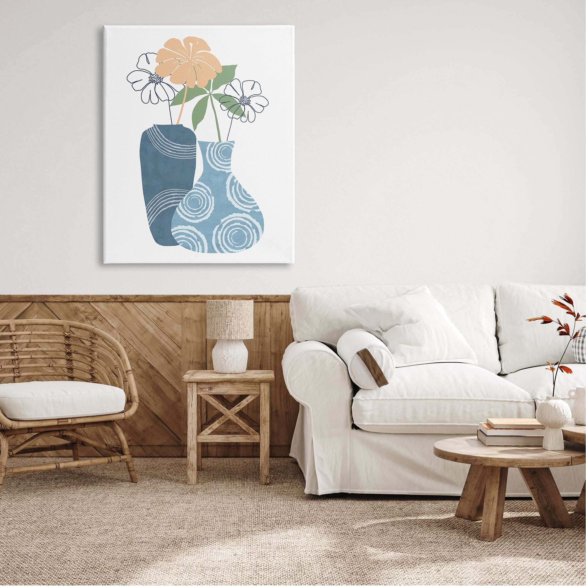 Stupell Industries Blue Circle Pattern Layered Flower Lines Collage Canvas Wall Art, 36 x 48, Design by Nicholas Holman