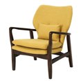 thumbnail image 5 of Mid-century Modern Mustard Club Chair, Soft Fabric, Button Sides, Wooden Frame, 31.6 In W X 25.48 D 32.81 H, 24.13 Lb Fabric Covering, Wood Lbs, 32.81" Height, 5 of 6