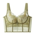 thumbnail image 3 of Gpoecd Racerback Bra Lace V Full Coverage Side Support Shaping Comfort Underwire Bra for Women 01_Green,42CD, 3 of 9