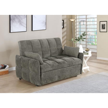 Alvara Dark Grey Tufted Cushion Pull-out Sleeper Sofa Bed