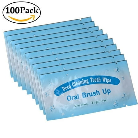 Impressive Smile 100 PCS Deep Cleaning Finger Toothbrush Teeth Cleaning Whitening Wipes for Oral Brush Ups Mint (Best Time To Brush Your Teeth)