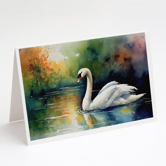 Swan Greeting Cards Pack of 8 7 in x 5 in