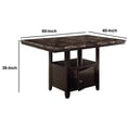 thumbnail image 3 of Benjara Faux Marble Top Counter Height Table With Bottom Compartment- Brown, 3 of 8