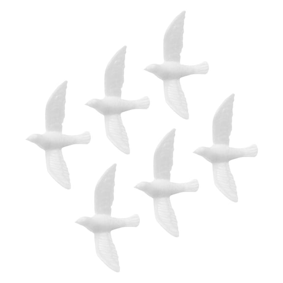 DEEPCRAFF Bird Figurines White Resin 6 Pcs Stress Relief Collectors Miniature Dollhouse Furniture