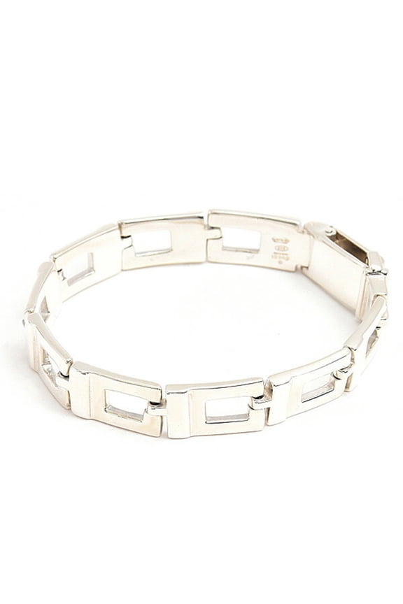 Pre-Owned Gucci G-Shape Icon Bracelet, Size 17, Silver SV925, for Men and Women