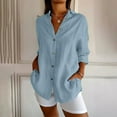 thumbnail image 6 of Juslio Blouses for Womens Long Sleeve Shirts Button Tops V Neck Casual Blouses Blue XL, 6 of 9