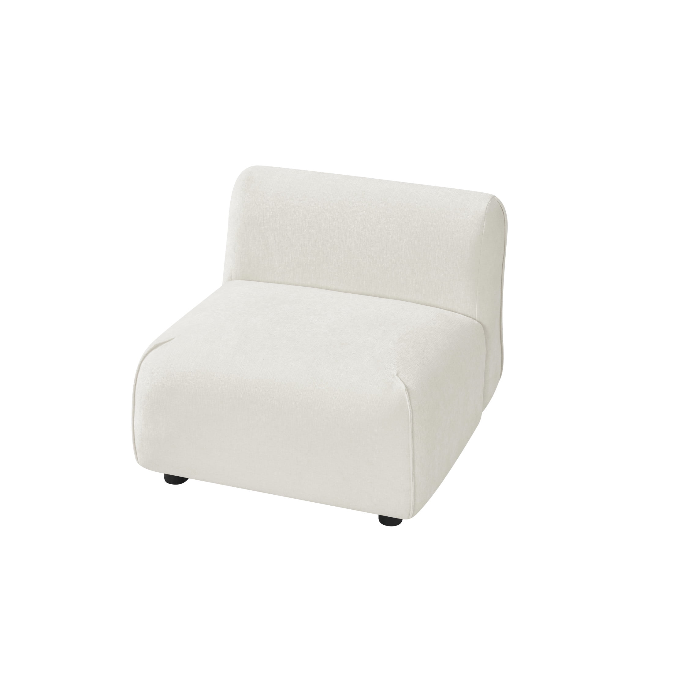 Christopher Knight Home 32"D Modern Curved Upholstered Armless Accent Chair, Plush Beige Seat