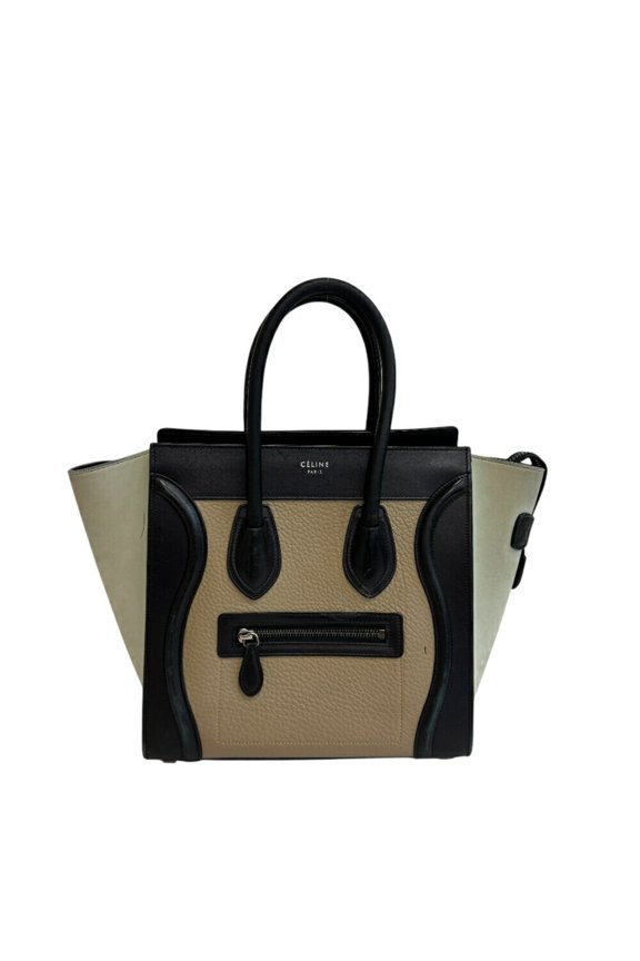 Pre-Owned CELINE Luggage Micro Shopper Handbag, Grey, Women's