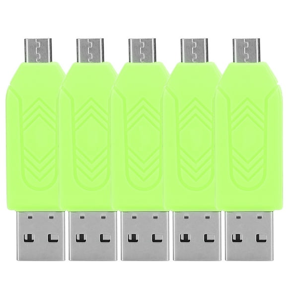 5 unidades USB 2.0 para teléfono móvil y ordenador de doble uso con lector de tarjetas OTG, compatible con Android y Xiaomi (verde)