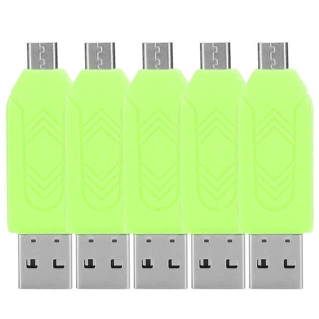 5 unidades USB 2.0 para teléfono móvil y ordenador de doble uso con lector de tarjetas OTG, compatible con Android y Xiaomi (verde)