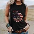 thumbnail image 3 of Pompotops Été Femmes Drapeau Américain Débardeurs USA Drapeau Étoiles Rayures Imprimé Sans Manches T-Shirt Tee Shirts, 3 of 5