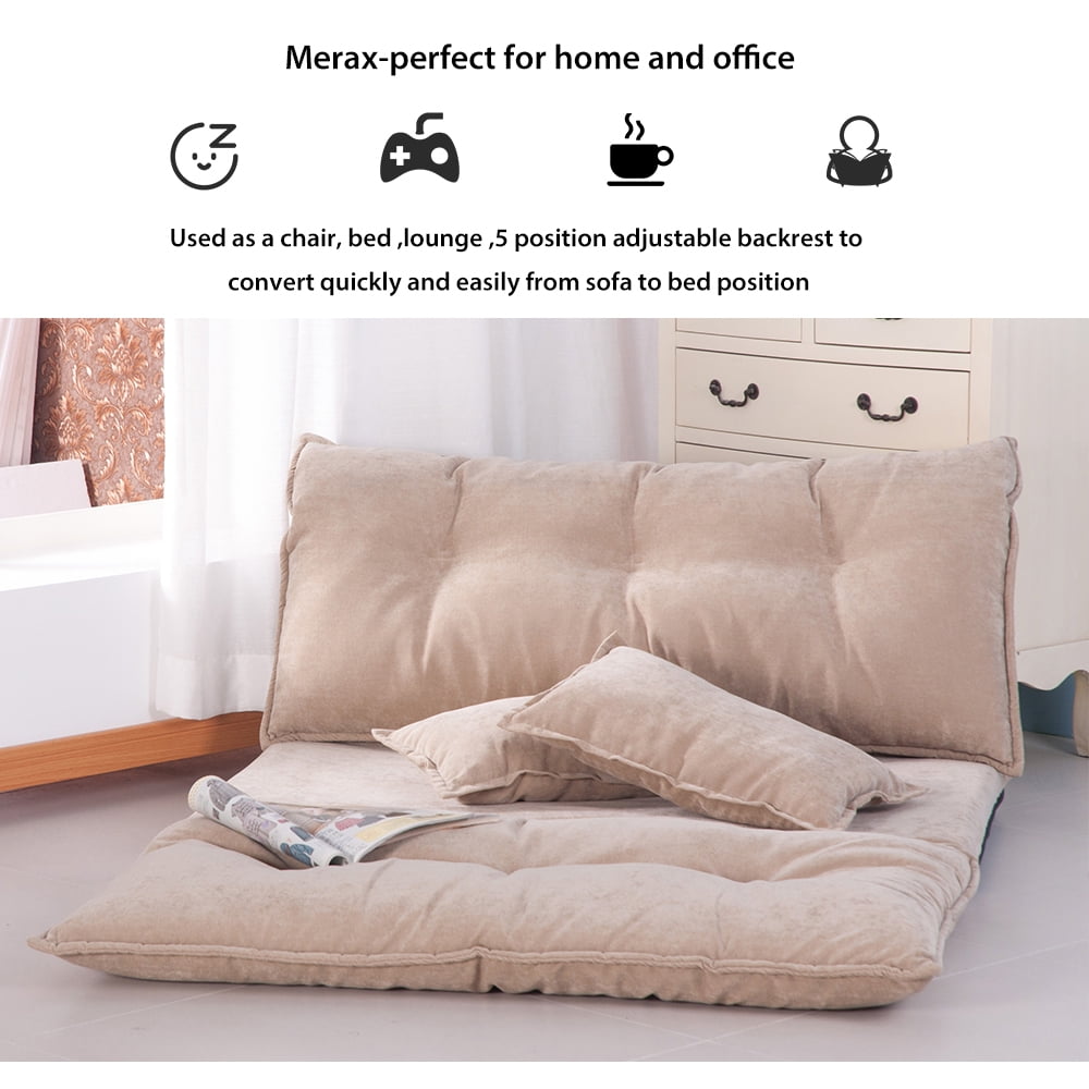 Kepooman Modern Adjustable Foldable Sofa Bed with Two Pillows, Beige Kepooman Modern Adjustable Foldable Sofa Bed with Two Pillows, Beige