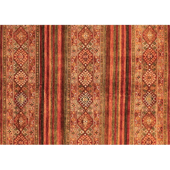 Ahgly Company Indoor Rectangle Abstract Orange Modern Area Rugs, 7' x 10'
