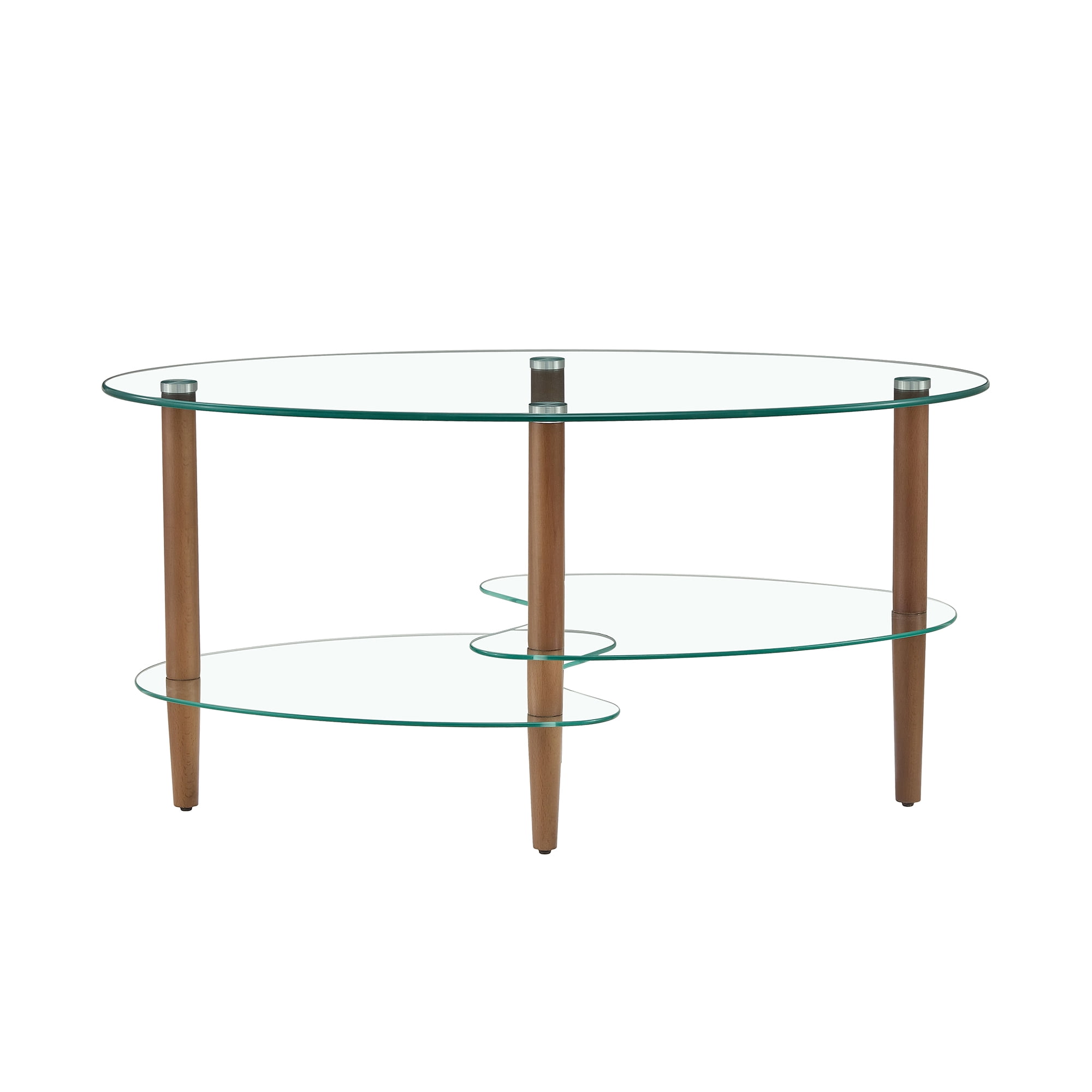 Resenkos Modern Oval Glass Living Room Coffee Table with Storage, Clear Resenkos Modern Oval Glass Living Room Coffee Table with Storage, Clear