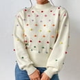 thumbnail image 1 of Suéter De Punto Rainbow Pom Pom Puentes básicos Estilo elegante Mujeres Suéter de invierno Traje de vacaciones Cgtredaw Marfil M para Mujer, 1 of 1