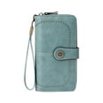 thumbnail image 2 of JeashCHAT Wallets for Women Leather Credit Card Holder Large Capacity Wristlet Ladies Travel Wallet Purse, Light Blue, 2 of 6