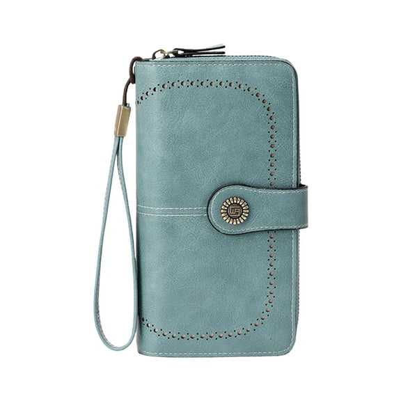 RFID Blocking Wallet, Anti-Theft Purse, Leather Women's Wallet with Zipper, Large Capacity Organizer for Cards, Cash, and Phone