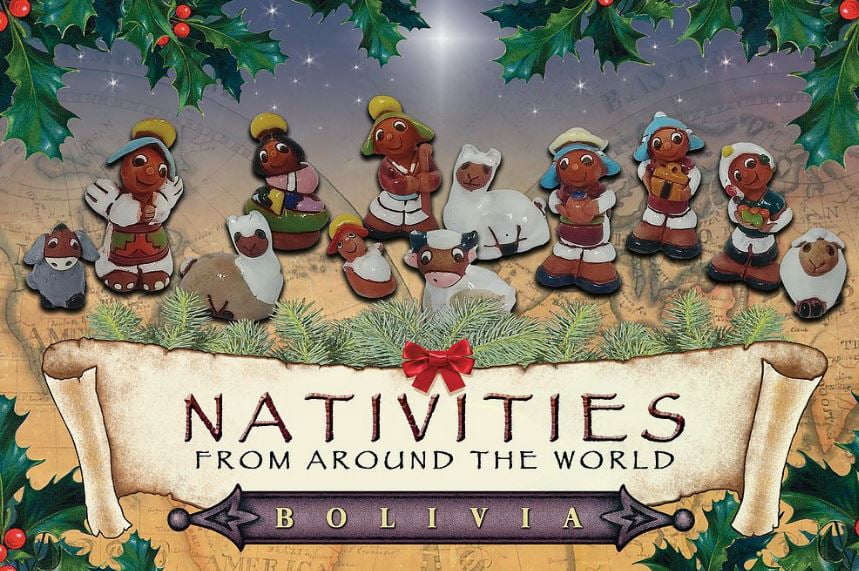 11 Piece Ceramic Bolivian Christmas Nativity Set Made in Bolivia
