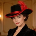 thumbnail image 5 of Hsqqdc Adults Renaissance Felt Pirate Hat Feather Musketeer Buccaneer Colonial Headwear, 5 of 7