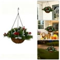 thumbnail image 2 of Artificial Christmas Berry Hanging Basket,17.72" Green Flocked Christmas Hanging Basket, Xmas Baskets with Lights and Pine Cones Berries for Outdoor Decor, 2 of 7