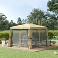 thumbnail image 2 of Outsunny 10' x 10' 2-Tier Patio Gazebo with Mesh Sidewalls, Beige, 2 of 10