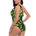 thumbnail image 5 of Yiaed Pineapples with Palm Leaves Print Women One Piece Swimsuits Tummy Control One Shoulder Bathing Suits Pattern Ruffle Swimwear-Medium, 5 of 8