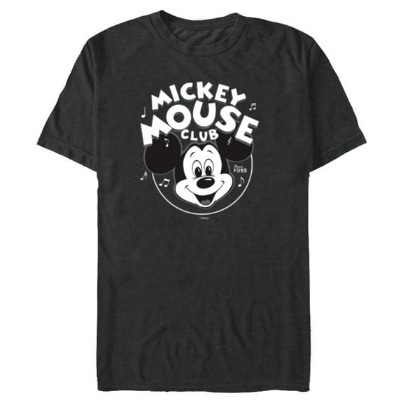 Disney 100 Mickey Mouse Club Logo Black & White Retro D100 - Short Sleeve Blended T-Shirt for Adults - Customized-Dark Heather