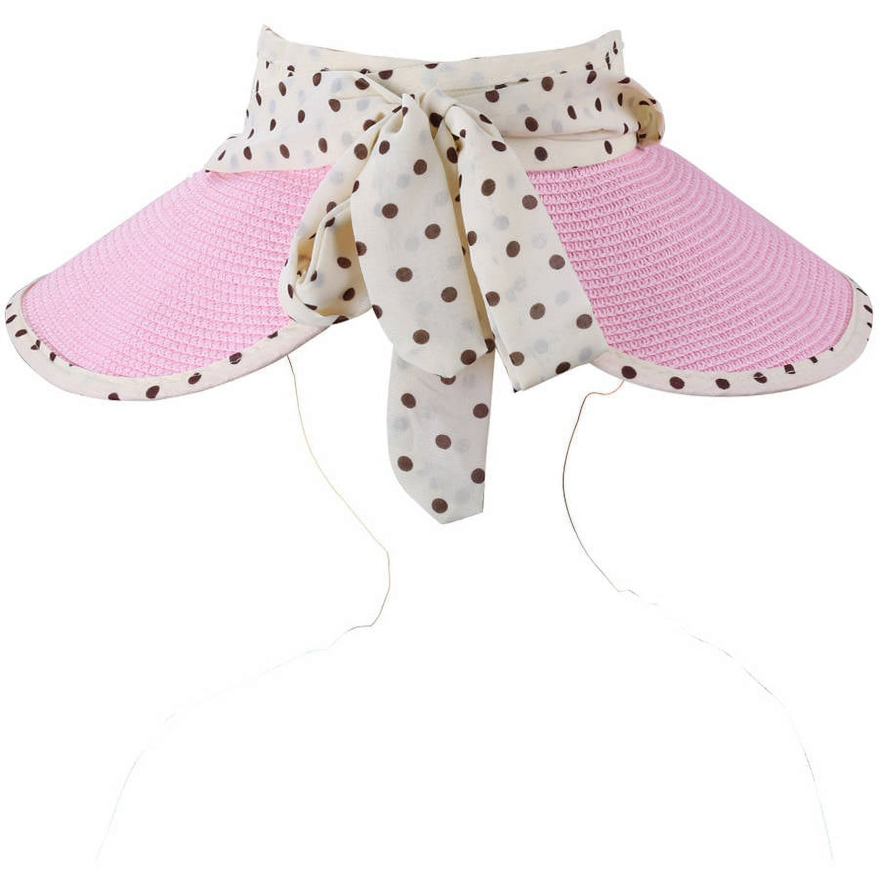 Women's and Girl's Polka Dot Straw Visor Sun Hat