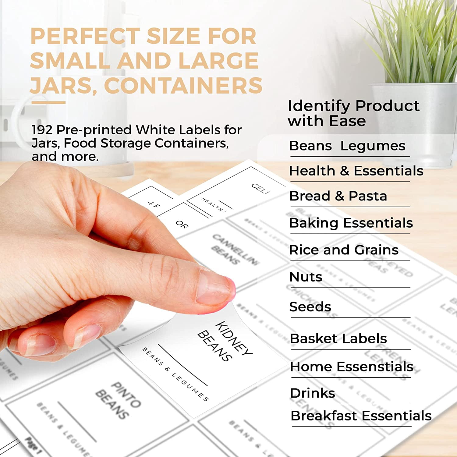 Kitchen Plastic Container Labels Waterproof Labels Kuocodall 288 Pantry Labels - Preprinted Waterproof ...