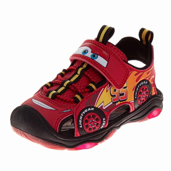Disney Cars Boys Lightning McQueen Hook and Loop Sport Sandals – Open Toe (Toddler / Kids), Red, Size: 1