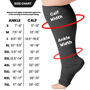 Plus Size Unisex Compression Socks 20-30mmHg for Thrombosis - Black, 3X-Large