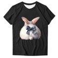 thumbnail image 2 of Cavosen Happy Easter Women's Tops and Blouses Short Sleeve Summer Bunny Print Pullover Blouse Crewneck Holiday Shirts Vacation Festival T Shirts Casual Dressy Tees Black L, 2 of 4