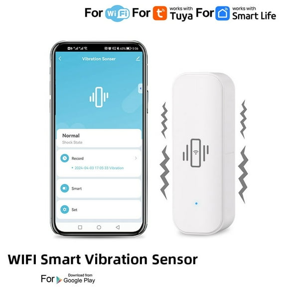 Door Window Break Burglar Detection For Wifi Smart Vibration Sensor Home Security Protection Real-Time Remote Shock Alarm