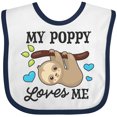 thumbnail image 3 of Inktastic My Poppy Loves Me with Sloth and Hearts Boys or Girls Baby Bib, 3 of 4