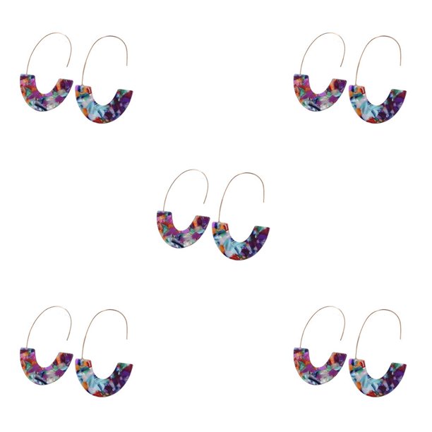 Qarigey 1 par de pendientes de estilo sencillo en forma de U con estampado de leopardo joyería de moda accesorios de mujer para chicas adolescentes azul azul colorido 5piezas Qarigey CBP234390