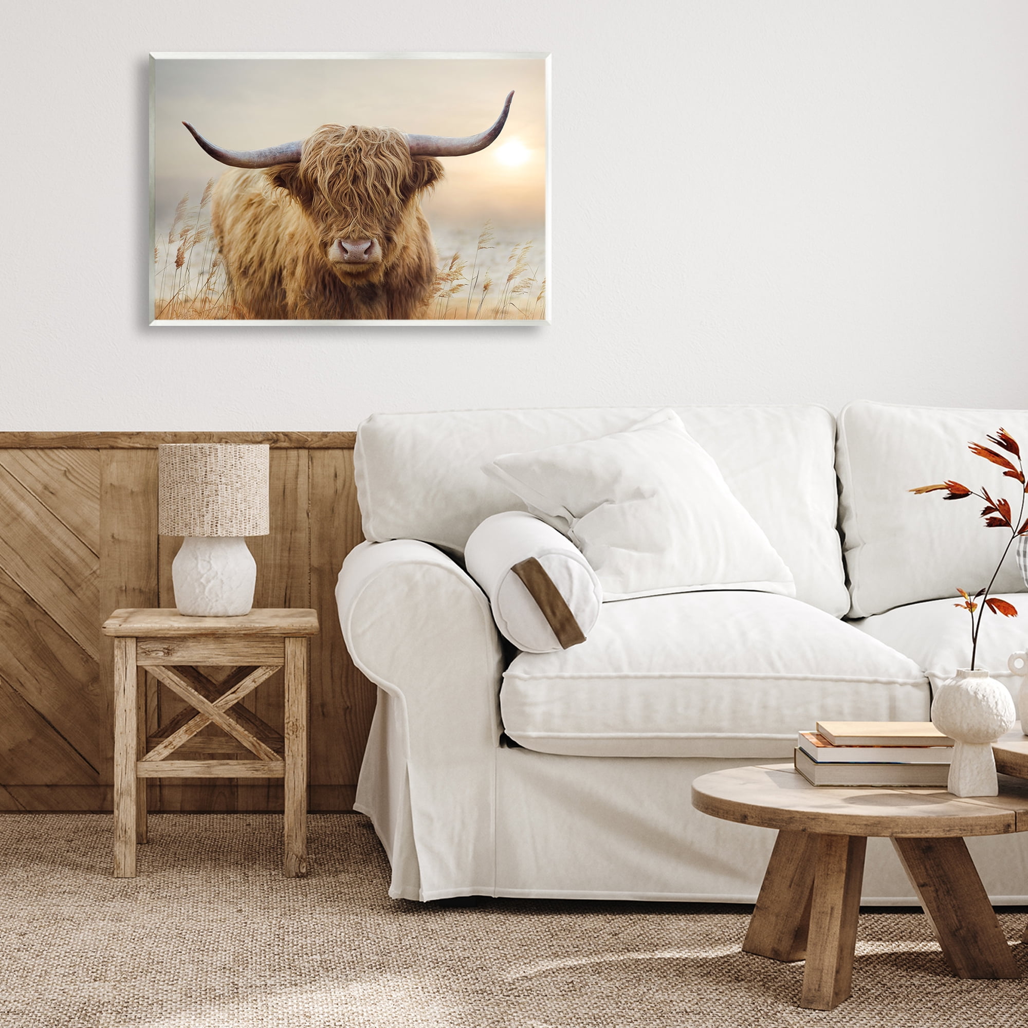 Stupell Industries Highland Cow & Warm Sunset Wall Plaque Art, design by CAD Designs